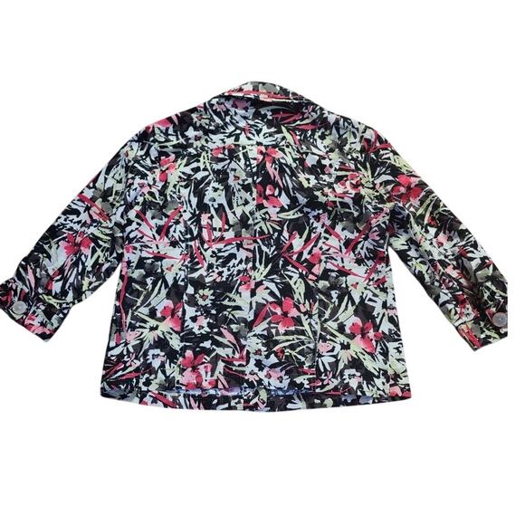 CJ Banks Multicolor Floral Print Linen Lightweight Jacket Oversized Button W SM - Picture 12 of 12